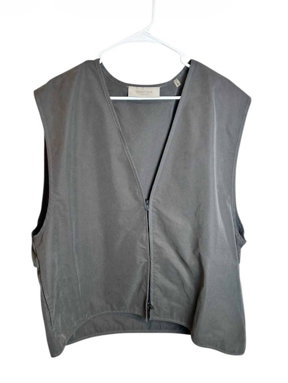 Fear Of God Essentials Cotton Blend Twill Gray Vest Size Large - Picture 2 of 5